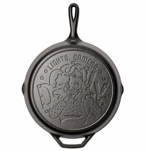 Lodge 12 Inch Dolly Parton Lights, Camera, Dolly Cast Iron Skillet – Special Edition, Made in USA, Naturally Seasoned, Oven Safe, Grill & Campfire Ready