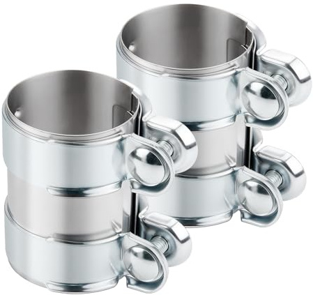 DOCAS 2 piezas Ø 51 mm x 95 mm de longitud tubo de escape universal, Abrazadera de tubo de escape de acero inoxidable, abrazaderas de escape con doble abrazadera sistema de escape universal(estilo 2)