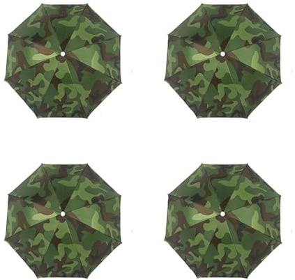 CAASFOOY Cappello per ombrello, 4 pezzi, 69 cm, pieghevole, contro la testa UV, per adulti, ombrello con fascia elastica per pesca, campeggio, attività all'aperto