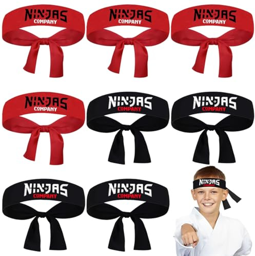 JYNVO 8 Stück Ninja-Party-Stirnbänder, Ninja-Stirnbänder, Kindergeburtstagsdekoration, Ninja-Partygeschenke, geeignet für Karate-Mottopartys, Geburtstagsfeiern, für Jungen und Mädchen geeignet.