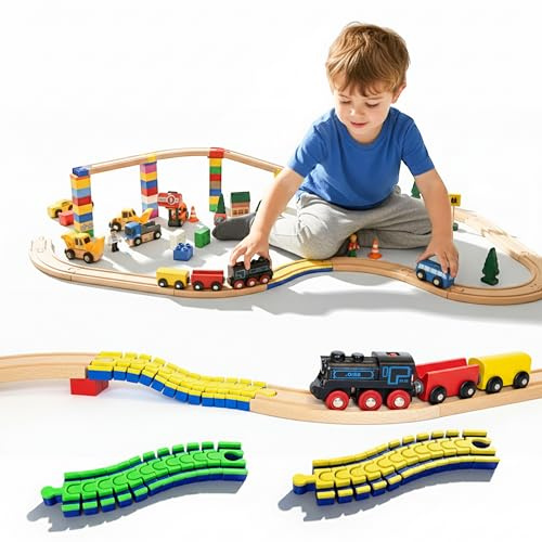 Abverkauf: Farbenfrohe und Flexible Schiene für die Holzeisenbahn! Farbe: BLAU/GRÜN! Kompatibel zu Brio®, Hape®, Lillabo®, Eichhorn®, UVM. !