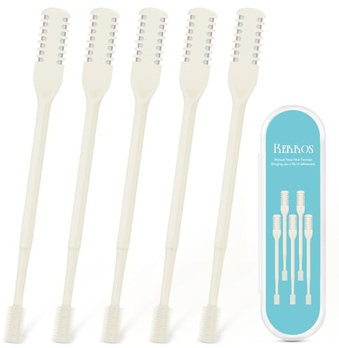 Kerros 5 cortadores de pelo nasal, recortador manual de vello nasal para hombres y mujeres, recortador de vello nasal de doble cara giratorio de 360° (amarillo crema)