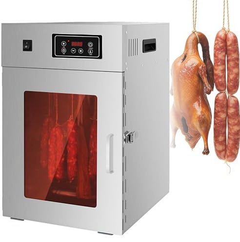 DIUNAOZI Essiccatore per Alimenti da 800 W, Essiccatore Elettrico per Carne con 14 Ganci, Termostato Regolabile, Timer 24 Ore, Acciaio Inossidabile,per Preparare Salsicce E Carne Secca in Casa