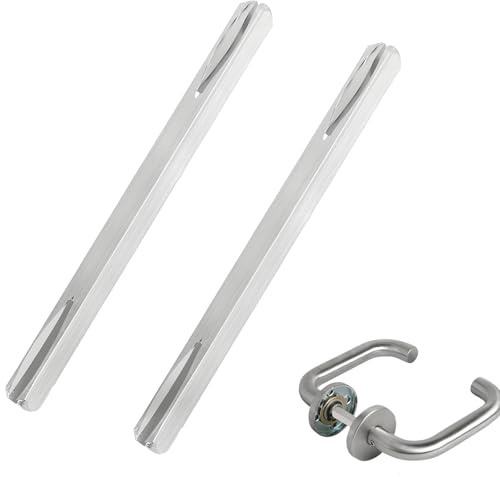 Flomiara 2 pezzi 80 mm maniglia per porta, perno quadrato 8 x 140 mm, raccordo per porta, perno quadrato in acciaio zincato, perno quadrato di ricambio, perno di fissaggio in acciaio massiccio