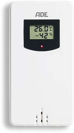 ADE Capteur extérieur WS1001 pour station météo remplacement | 3 canaux | avec écran | compatible avec ADE WS1503, WS1703, WS1704, WS1911, WS1917, WS2132, WS2325 | blanc