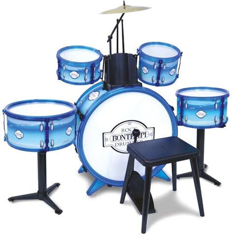 Bontempi | BeatMaster Pro: Batteria per Piccoli con Suoni Realistici e Tanto Divertimento Blu, 850x650x680 mm