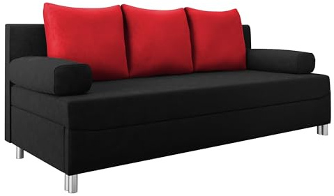 Mirjan24 Schlafsofa Dover mit Bettkasten (Alova 04 + Alova 46) | 3-Sitzer-Sofa mit Schlaffunktion und Kissen-Set für entspanntes Sitzen und komfortables Schlafen