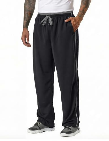 EKLENTSON Herren Schnell Trocknende Hose Sweatpants Fitnesshose Atmungsaktiv Yoga Taschen mit Reisserschluss, (Schwarz - Grau, S)