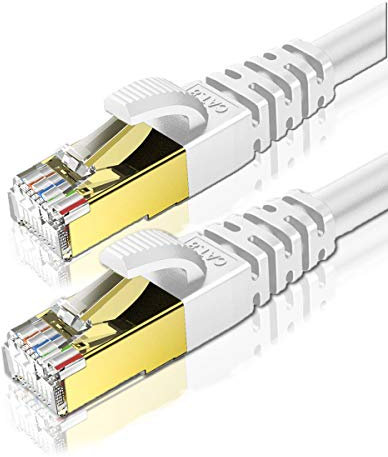 KASIMO CAT 8 Ethernet Cable 2M 2PK Round Network Internet Ethernet LAN Cable, High Speed 40Gbps 2000MHz SFTP LAN Wires with RJ45 Gold Plated Connector for Switch/Router/Modem