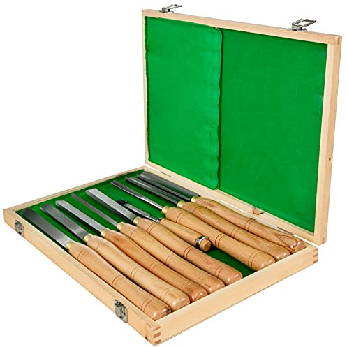 OldFe Drehmeißel 8 Stück Holz Drehmeißel Schneiden Schnitzen HSS Stahlklingen Holzdrehwerkzeuge Drehmeißel Set für Lagerung für Holz Drechnen Hartholz Ein Gratis Meißel