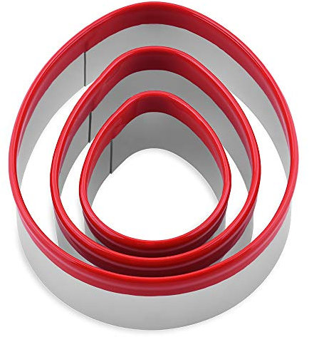 FASAKA The Easter’s Day Cookie Cutters with Red Color – 3pcs Egg Biscuit Cutter for Baking and Decorating The Cake