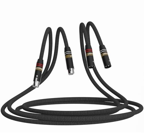 Monosaudio High-End HiFi XLR-Kabel 2m A202X | 5N OFC Versilbert Kupfer, 3-polig Symmetrisch, Doppelabschirmung, 5x0,5mm