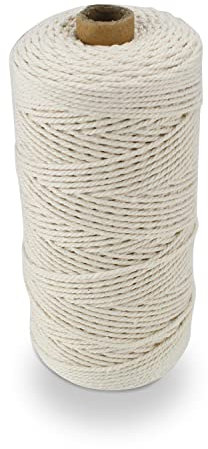 FYSL Weiß Makramee Garn 1 mm x 400 m Natur Baumwollkordel Baumwollgarn Kordel Dicke Macrame Cord für Wandbehang, Blumenampel, Vorhang und DIY Deko Handwerk, 2 Größen