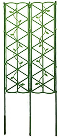 WIVAYE Garden Trellis for Vines and Climbing Plants, 23.6in Tall Decorative Lattice Grid Panels Stake Fence with Plastic Coated, Splicable Potted Plant Trellis for Climbing Plants, Green, 60x30cm
