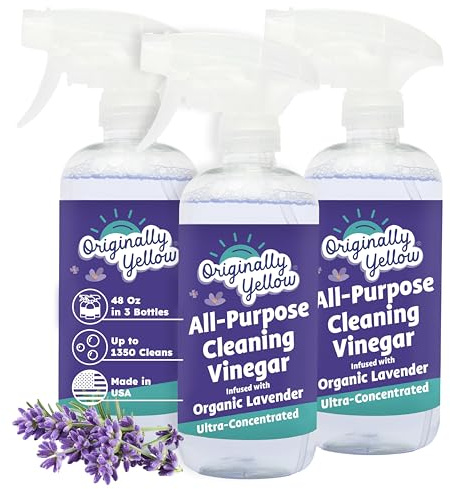 Originally Yellow Lavender distilled white vinegar for cleaning purpose Spray | Cleaning Vinegar For home | Living Room, Bathroom, & Kitchen | Plant-Derived All Purpose Cleaner Spray | 3 Pack