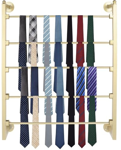 kunghei 5 Tier Wall Mount Tie Rack Scarf Display Belt Pants Hangers Scarves Hijab Stand, Ribbon Organizer Holder Wrapping Paper Spool Storage Towel Rack for Retail Store,Home,Craft Room,Florist