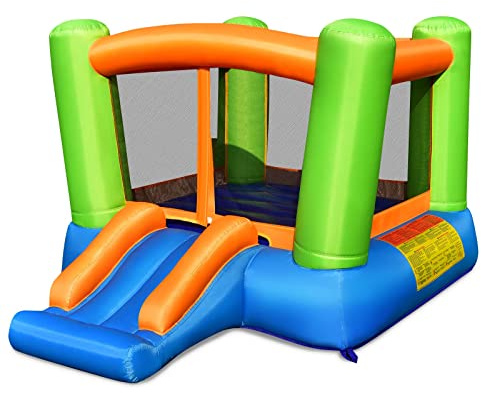 Maxmass Inflatable Bouncy Castle, Kids Jumping Bouncer Slide House with Storage Bag, Indoor Outdoor Inflated Bouncing Playhouse for 3-10 Years Old (Without Blower)