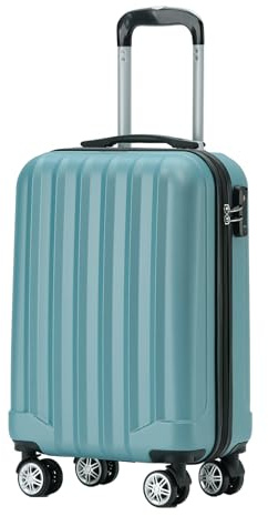 BEIBYE Handgepäck Koffer 55x35x20 cm, Hartschalenkoffer mit TSA Schloss & 360° Rollen, Leichter Kabinenkoffer aus ABS, Airline Approved Carry-On Trolley für Lufthansa, KLM, Air France, Ice Blue
