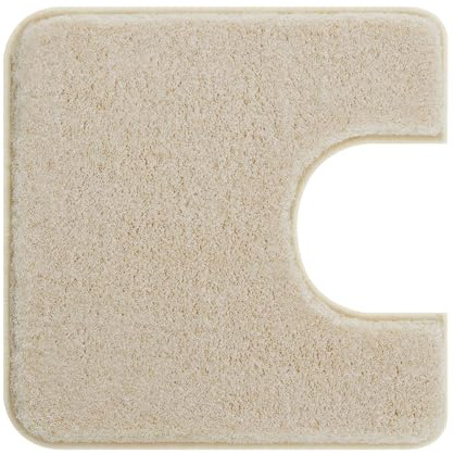 Kleine Wolke WC-Vorleger Relax Sandbeige 55 x 55 cm mit Ausschnitt | OEKO-TEX zertifiziert, rutschhemmende Unterseite, für Fußbodenheizung, maschinenwaschbar, 100% Polyacryl