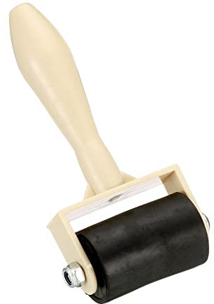 PATIKIL 1.6 Inch Rubber Roller Brayer, Anti Skid Hard Rubber Roller Tools for Wallpaper Art Craft Printing Printmaking Ink Stamping Tape Construction, Black