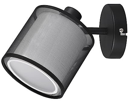 Trio Leuchten Wandspot Burton 811400132, Metall Schwarz matt, Schirm Stoff weiß, exkl. 1x E14