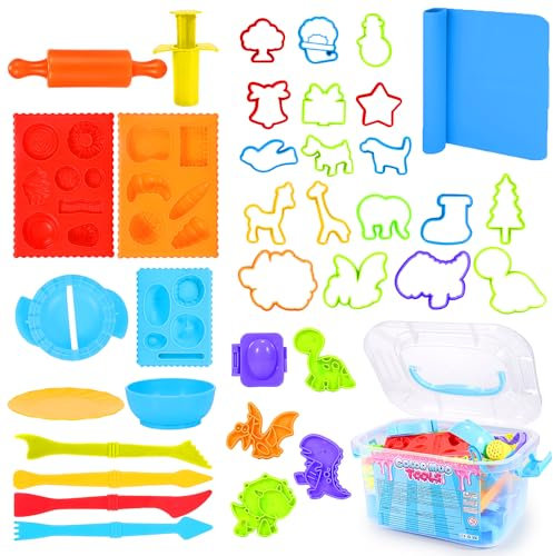 HappyGoLucky Knete Zubehör, Playdoh Knetset Spielzeug ab 2 3 4 5 6 Jahre Mädchen Playdoh Knete ab 2 3 Jahre Spiele ab 3 4 5 Jahren Knetwerkzeug Knetä Geschenk Mädchen 2 3 4-10 Jahre