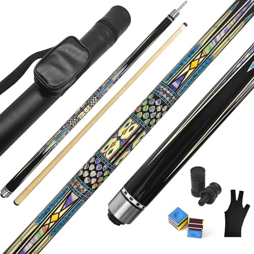 MoyanSuper 2-Piece Canadian Maple Pool Cue Stick with Portable Hard Case -12.5mm Leather Tip, 58 Billiard Sticks 20 Oz - Precision Crafted for Straight Shots and Balanced Performance