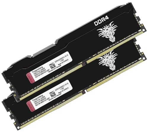 DDR4 3200MHz 32GB Kit (16GBx2) Desktop RAM PC4-25600 UDIMM Non-ECC Unbuffered 1.35V 288 Pin CL16 PC Computer Memory Upgrade Module Support XMP 2.0 Auto Overclocking (Black)