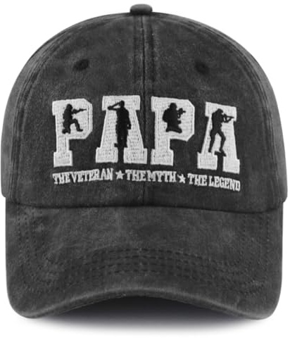 Veteran Papa Gifts for Men, Patriotic Decorations Army Baseball Cap, Funny Adjustable Military Hat, Father's Day Retirement Gifts for Dad Grandpa