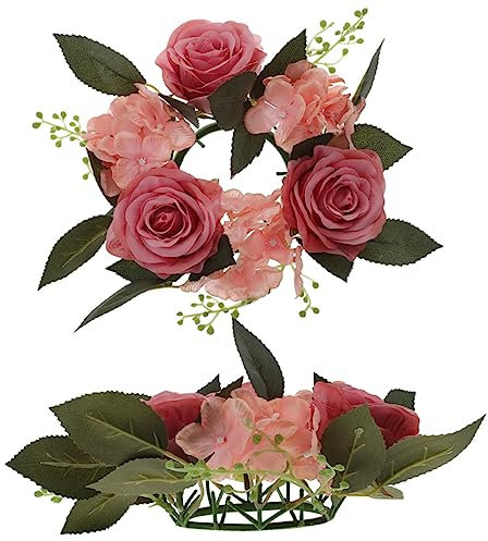 CORHAD Künstliche Rose Kerze Kranz Home Decor Hochzeit Party Realistische Blume Mittelstücke Einfach Zu Pflege
