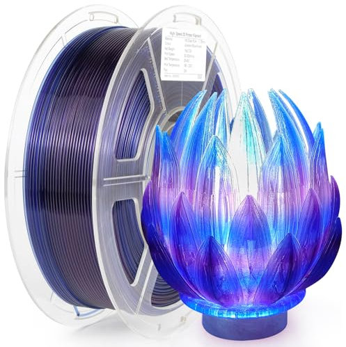 iSANMATE Transparent High Speed PLA+ Filament, 1.75+/-0,02mm Gradient Clear High Speed PLA+ Filament, Farbverlauf Blau Violett 3D Hoher Wirkungsgrad Drucker Filament 1kg Spule 30-300mm/s