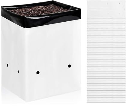 YSSOA 50 Pack 1 Gallon Grow Bags, Black and White Panda Film Containers for Plant Potting Seedlings, Thick Plastic Bag for Tomato, Potato, Carrot, Taro-Garden Nursery and Rooting