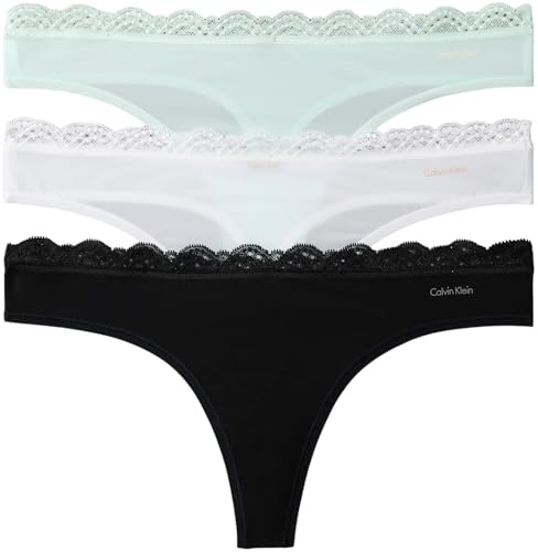 Calvin Klein dam stringtrosa 3-pack LV00QD5300, multi (svart/vit/månsken jade), M, Multi svart vit månsken jade, M