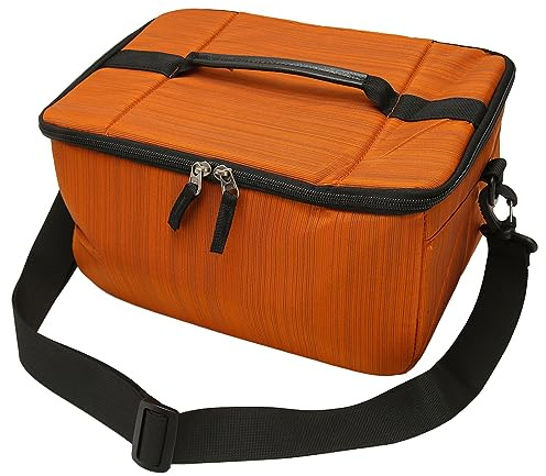 Vattentät Orange Kameraväska, DSLR-ryggsäck med Stor Kapacitet med 6 Avdelare, Rymmer 2 Kameror 6 Linser, med Justerbar Rem, för Fotografer