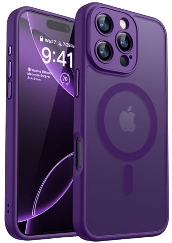 CANSHN für iPhone 16 Pro Max Hülle mit Kameraschutz, Dunkelviolett | Vollständiger Kameraschutz, kompatibel mit MagSafe, lichtdurchlässig, matt, militärischer Schutz, kratzfest, schmale Passform