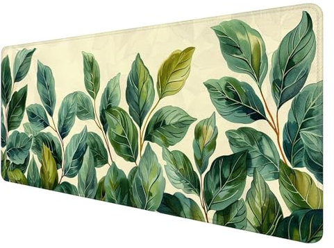 Mauspad XXL, 1000x500mm Gaming Mauspad Cremefarben, XXL Mousepad Groß mit rutschfeste Gummibasis, Mauspad Grün Wasserdicht & rutschfest, Großer Erweiterter Schreibtischunterlage für Home Office I-4