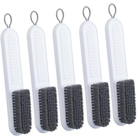 DEARMAMY 5pièces Brosses De Nettoyage Polyvalentes Manche Idéales pour Chaussures Vêtements Et Douces Et Pratiques pour Usage Domestique Et Voyage Blanc