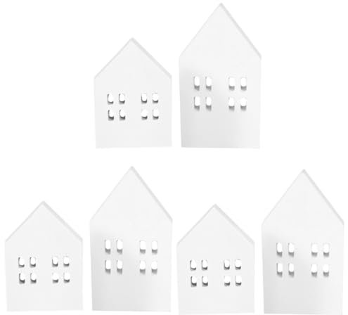 Alasum 6stücke Mini Haus Deko Für Festlichkeiten Dekorative Tischdekoration Im Modernen Design Für Zuhause Bar Restaurant Und Hotel Kunstvolle Wohnaccessoires Und Naturholz