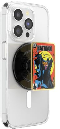PopSockets Phone Grip for MagSafe, Secure Magnetic Phone Grip & Stand, Hands-Free Kickstand, Wireless Charging Compatible, Batman - Enamel Comic Cover