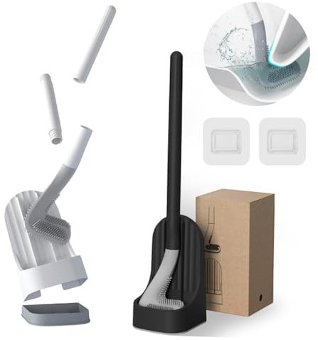 2 Stück Klobürste Klobürste Silikon WC Bürste Toilettenbürste Wc Bürstengarnitur Golf Toilettenbürste für Tiefenreinigung (Weiß & Schwarz)