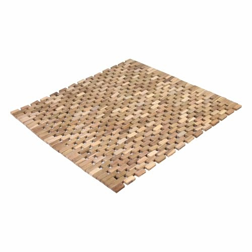 WC Vorleger Badvorleger Antirutschmatte, Badmatte Holzmatte Teakholz unbehandelt rutschfest 50x48 cm