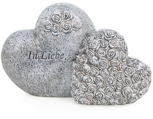 Logbuch-Verlag Grabdeko Zwei verbundene Herzen mit Inschrift In Liebe Trauer Friedhof Grabschmuck 20 x 8 x 13 cm