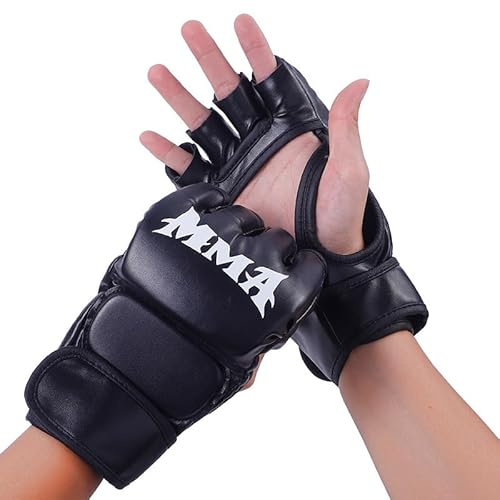 BSLVWG Boxsack Boxhandschuhe Muay Thai Karate Handschuhe Für Männer Frauen Boxhandschuhe MMA Körper Kampf Taekwondo Training Kampfkunst Kampf Greifen UFC Käfig Kämpfen (Schwarz-1)