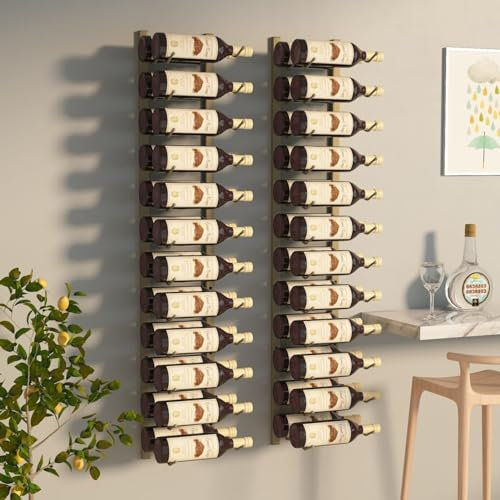 Xichuzi Wand-Weinregal für 24 Flaschen 2 STK. Golden Eisen, Flaschenregal, Weinhalter Wand, Flaschen Regal, Flaschenhalter Wein, Bar Regal Wand, Wine Holder, Weinflaschenregal