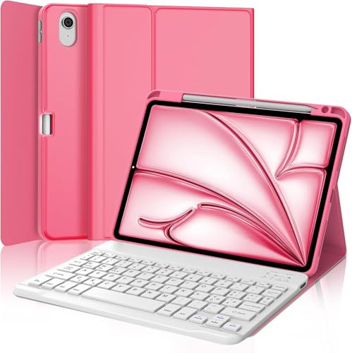 Cover con Tastiera per iPad Air 11 pollici M4 2026/M3 2025/M2 2024 con Italiano QWERTY Senza fili Rimovibile Bluetooth Tastiera per ipad Air 11 M4/M3M2 2026/2025/2024 con Vano porta-stilo, Rosso