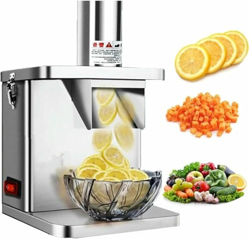 AFLEPCBRQ Ciolotto di Verdure Elettriche Commerciali, Frutta in Acciaio Inossidabile, Frantoio, Robot da Cucina Automatico, Macchina da Taglio con Lama Tagliata A Cubetti.