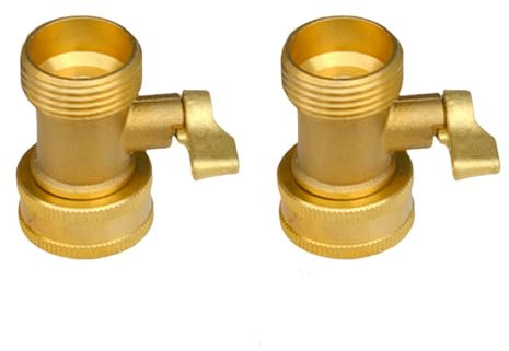 Conector divisor de manguera de jardín de latón resistente con agarre cómodo, adaptador de válvula de encendido y apagado para grifo de agua, 1 vía, 2 piezas, UE, 3/4''