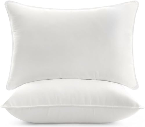 Promo Linge Lot de 2 Oreillers Doux Microfibres Moelleux Réglable en Hauteur, Rembourrage Polyester, Plusieurs Tailles (Blanc, 50x70 cm)