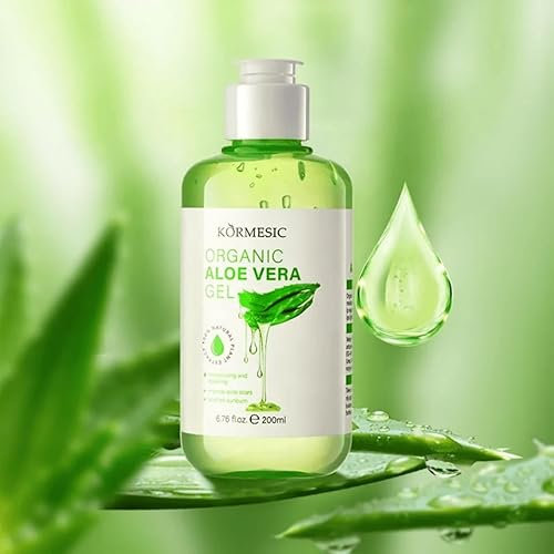 Gel di aloe vera con estratto biologico naturale, idratante per viso, corpo e capelli, gel dopo-sole per scottature e pelle secca, vegano e senza parabeni, 200 ml