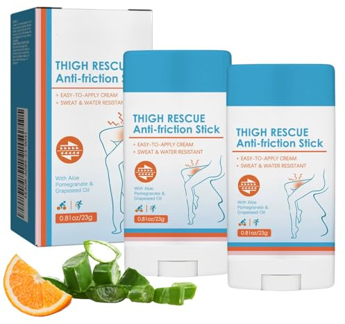 Anti Chafe Stick – Waterproof Anti Chafe Stick & An-ti-Friction Balm for Thighs, Underarms & Heels, Non-Greasy Cha-fe Cream for Runners & Cyclists, Portable Thigh Rub Sticks (2×23g)